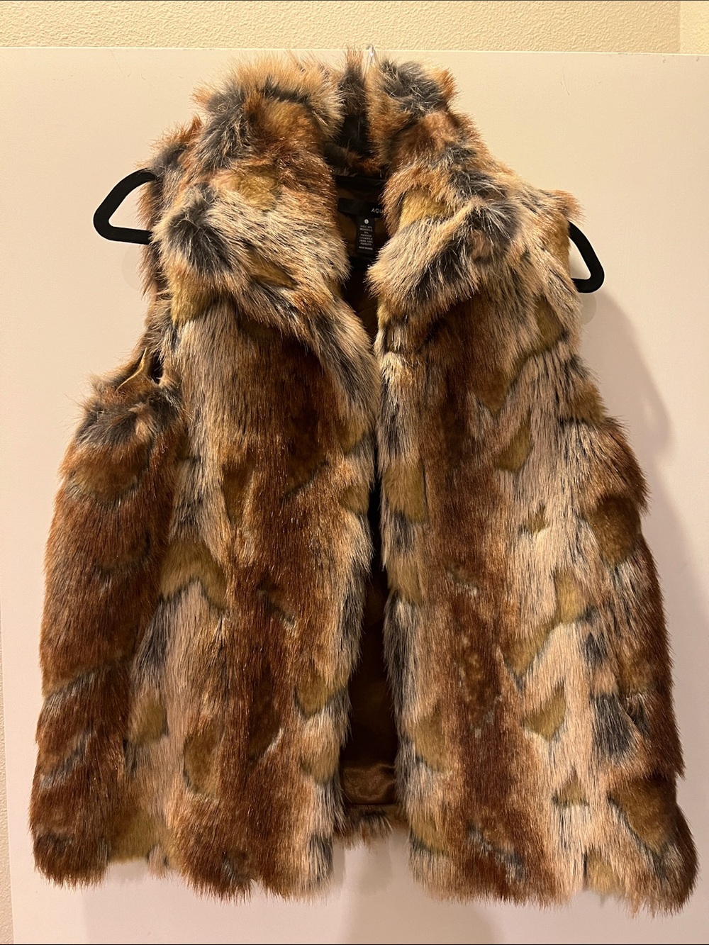 Aqua Brown Faux Fur Vest with Mixed Tones